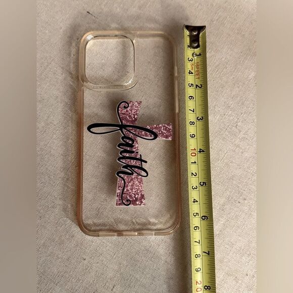 Iphone 15 Pro Max clear silicone case with "FAITH" in pink cross - Picture 7 of 7
